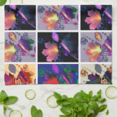 紅葉素朴パッチワークキルトコラージュ キッチンタオル (折り畳み)