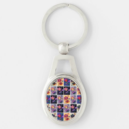 紅葉素朴パッチワークキルトコラージュ キーホルダー (正面)