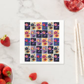 紅葉素朴パッチワークキルトコラージュ スタンダードカクテルナプキン (インサイチュ)