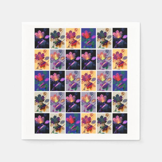 紅葉素朴パッチワークキルトコラージュ スタンダードカクテルナプキン (正面)