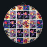 紅葉素朴パッチワークキルトコラージュ ダーツボード<br><div class="desc">美しい自然の葉パッチワークのキルトコラージュ紅葉と乾燥した花。デジタルカスタムアートワークは驚くべきカラフルディスプレイを生み出す。贈り物与えや自分の周飾りに最適。</div>