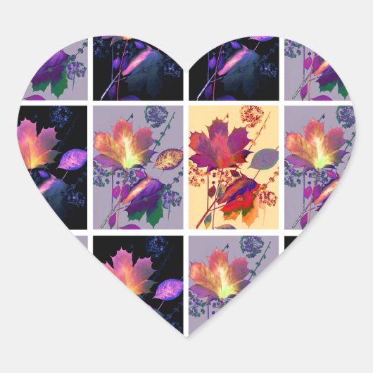 紅葉素朴パッチワークキルトコラージュ ハートシール (正面)