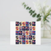 紅葉素朴パッチワークキルトコラージュ ポストカード (スタンド正面)