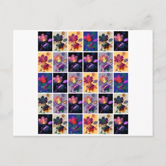 紅葉素朴パッチワークキルトコラージュ ポストカード (正面)