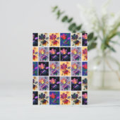 紅葉素朴パッチワークキルトコラージュ ポストカード (スタンド正面)