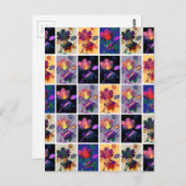 紅葉素朴パッチワークキルトコラージュ ポストカード (正面/裏面)