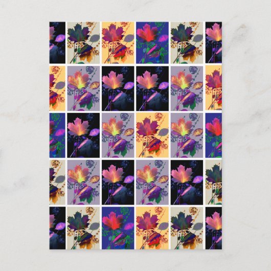 紅葉素朴パッチワークキルトコラージュ ポストカード (正面)