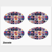 紅葉素朴パッチワークキルトコラージュ 楕円形シール (シート)