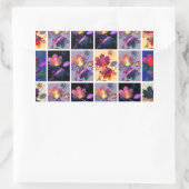 紅葉素朴パッチワークキルトコラージュ 長方形シール (バッグ)