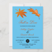 紅葉素朴ブルー秋結婚フローラ 招待状 (正面)