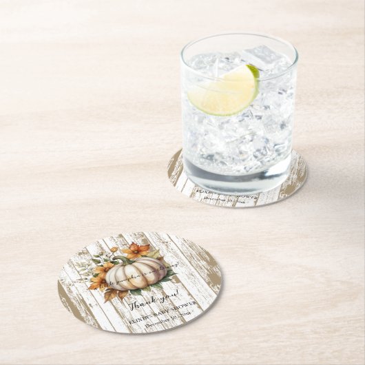 紅葉素朴リトルカボチャ赤ちゃんシャワー ラウンドペーパーコースター (インサイチュ)