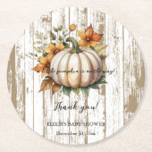 紅葉素朴リトルカボチャ赤ちゃんシャワー ラウンドペーパーコースター (正面)