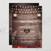 紅葉素朴ヴィンテージランタン秋の結婚式 招待状 (正面/裏面)