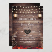 紅葉素朴ヴィンテージランタン誕生日 招待状 (正面/裏面)