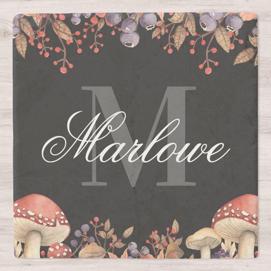 紅葉素朴白黒モノグラム ストーンコースター