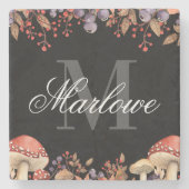 紅葉素朴白黒モノグラム ストーンコースター (正面)