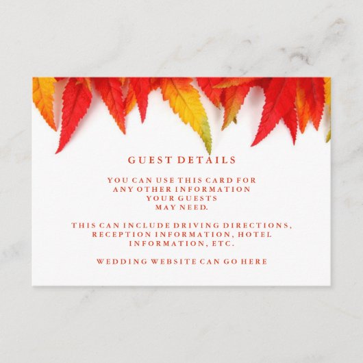 紅葉素朴秋の結婚式ゲスト詳細 エンクロージャーカード (正面)