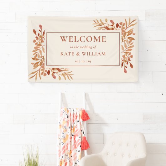 紅葉素朴秋秋の結婚式へようこそ 横断幕 (インサイチュ)