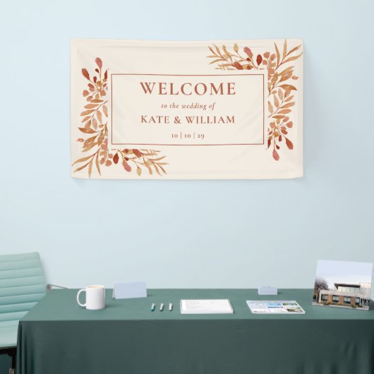 紅葉素朴秋秋の結婚式へようこそ 横断幕 (トレードショー)