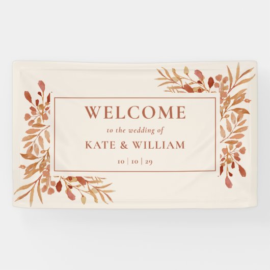 紅葉素朴秋秋の結婚式へようこそ 横断幕 (横)