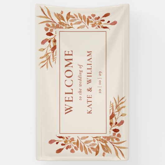 紅葉素朴秋秋の結婚式へようこそ 横断幕 (縦)