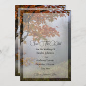 紅葉素朴結婚式の日付の保存 セーブザデート (正面/裏面)