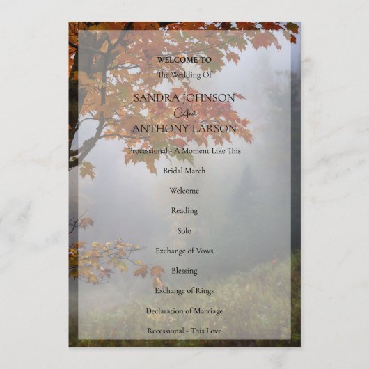 紅葉素朴結婚式 プログラム (正面)