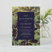 紅葉紫色の緑の黄結婚色 招待状 (スタンド正面)