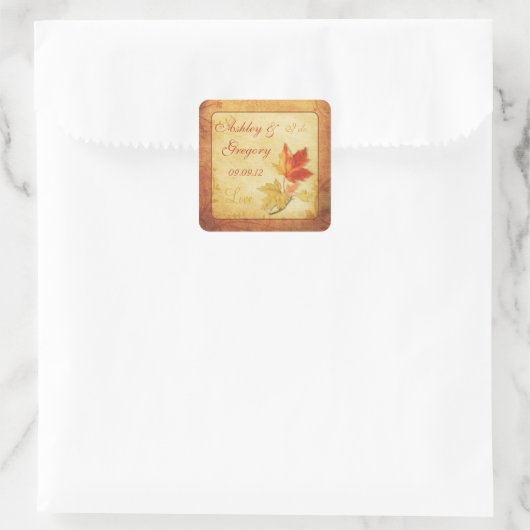 紅葉結婚のステッカーまたは封筒用シール スクエアシール (バッグ)