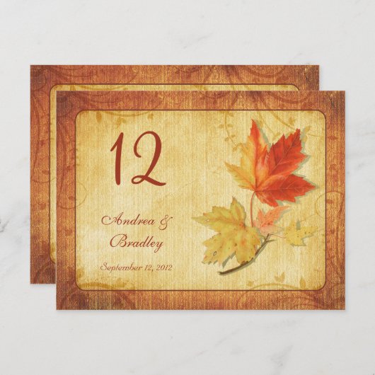 紅葉結婚のテーブル番号カード ポストカード (正面/裏面)