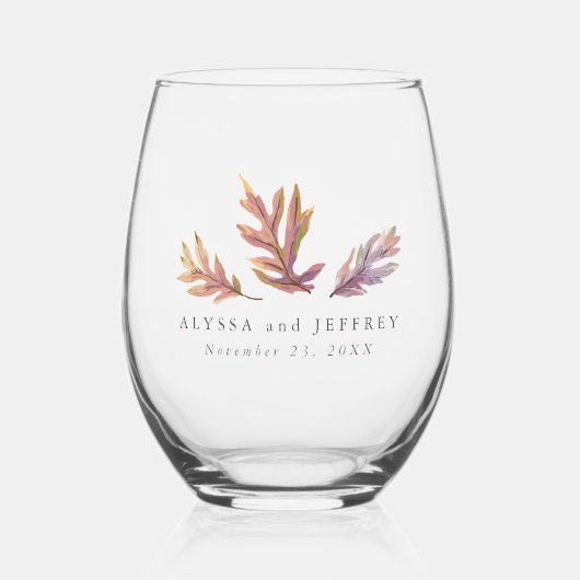 紅葉結婚秋の美しパーソナライズされた ステムなしワイングラス (正面)