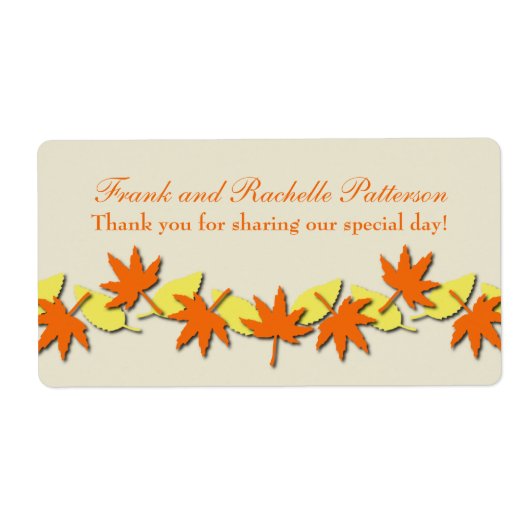 紅葉縁どウエディングラベル、オレンジ/黄色 ラベル (正面)
