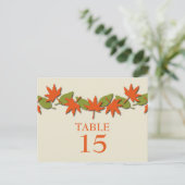 紅葉縁ど表葉書、オレンジ/緑 ポストカード (スタンド正面)