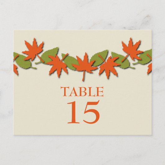 紅葉縁ど表葉書、オレンジ/緑 ポストカード (正面)