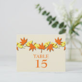 紅葉縁ど表葉書、オレンジ/黄色 ポストカード (スタンド正面)