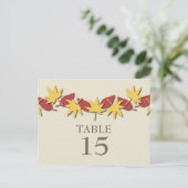 紅葉縁ど表葉書、黄/赤 ポストカード (スタンド正面)