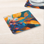 紅葉色彩の鮮やか油抽象芸術紅葉 スクエアペーパーコースター (アングル)