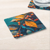 紅葉色彩の鮮やか油自然紅葉 スクエアペーパーコースター (アングル)