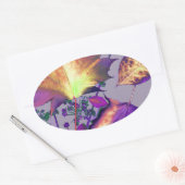 紅葉薄紫 楕円形シール (封筒)