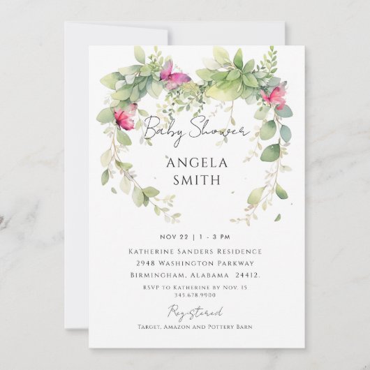 紅葉蝶の赤ちゃんエレガントのシャワー 招待状 (正面)