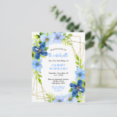 紅葉誕生会の花と青と紺 ポストカード (スタンド正面)