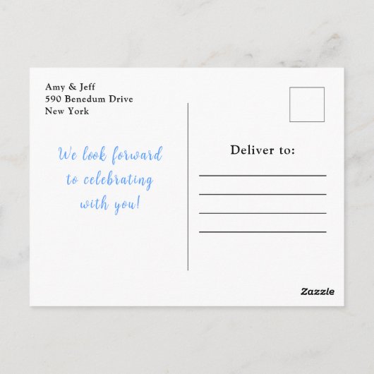 紅葉誕生会の花と青と紺 ポストカード (裏面)