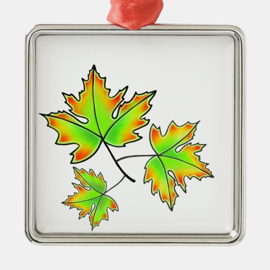 紅葉赤オレンジ離れ色 メタルオーナメント (正面)
