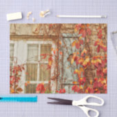 紅葉赤黄色アンティーク国窓 薄葉紙 (クラフト)