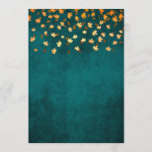 紅葉金ゴールドとティール（緑がかった色）ブルー結婚ズ メニュー (裏面)