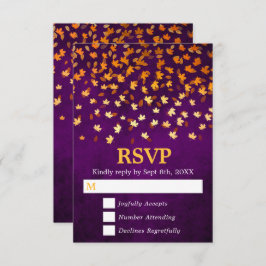 紅葉金ゴールドとパープルグランジ結婚ズ 出欠カード