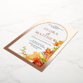 紅葉金ゴールドボホクラシック |モダン結婚s 箔招待状 (回転した状態)