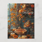 紅葉鮮やかパンプキンパイサンクスギビング シーズンポストカード (正面)