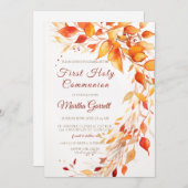 紅葉黄と赤の最初の聖餐式 招待状 (正面/裏面)