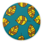 紅葉黄色の葉のパターン（任意の色） セラミックノブ (正面)